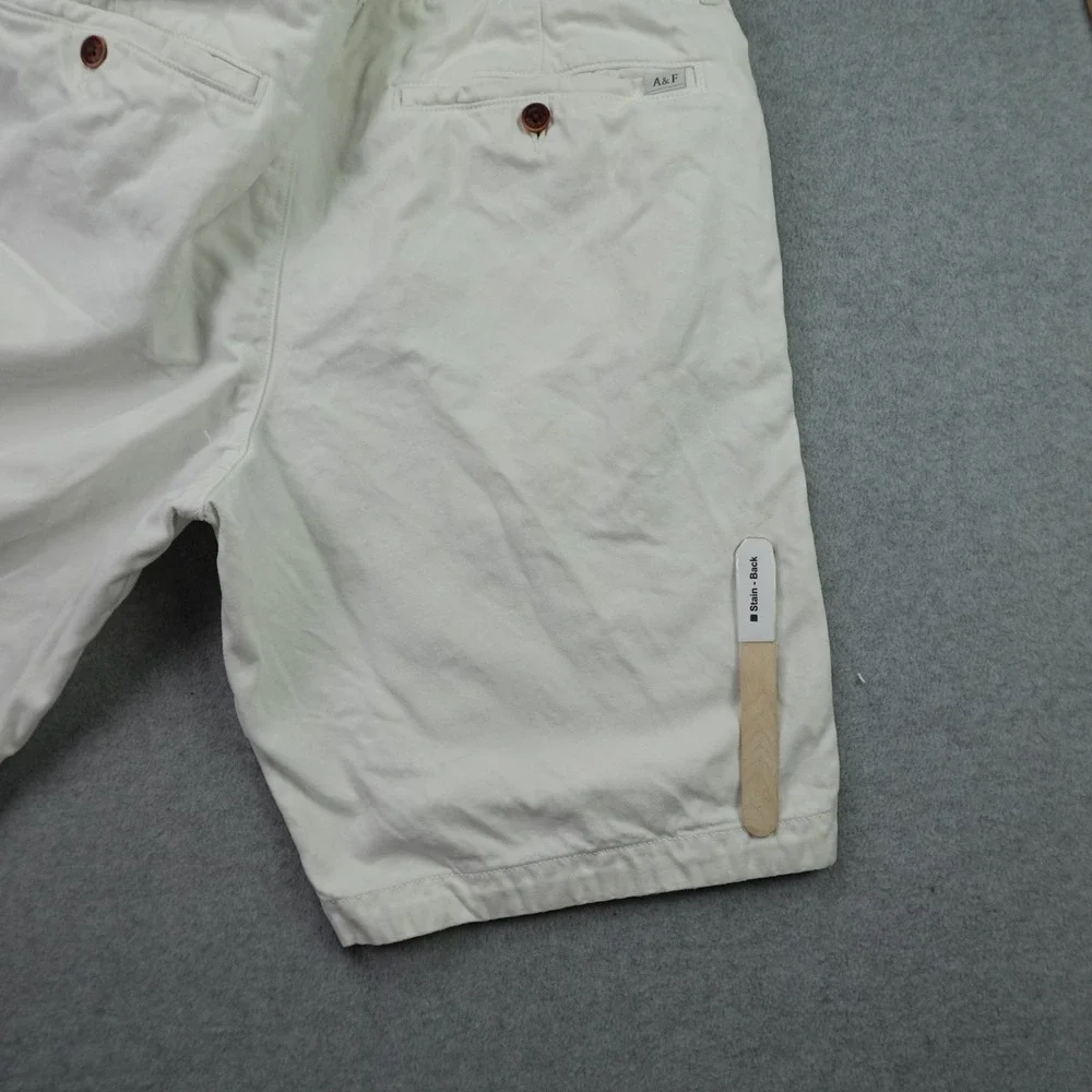 Abercrombie & Fitch Shorts Mens 33 White Classic Chino Cotton Flat Front